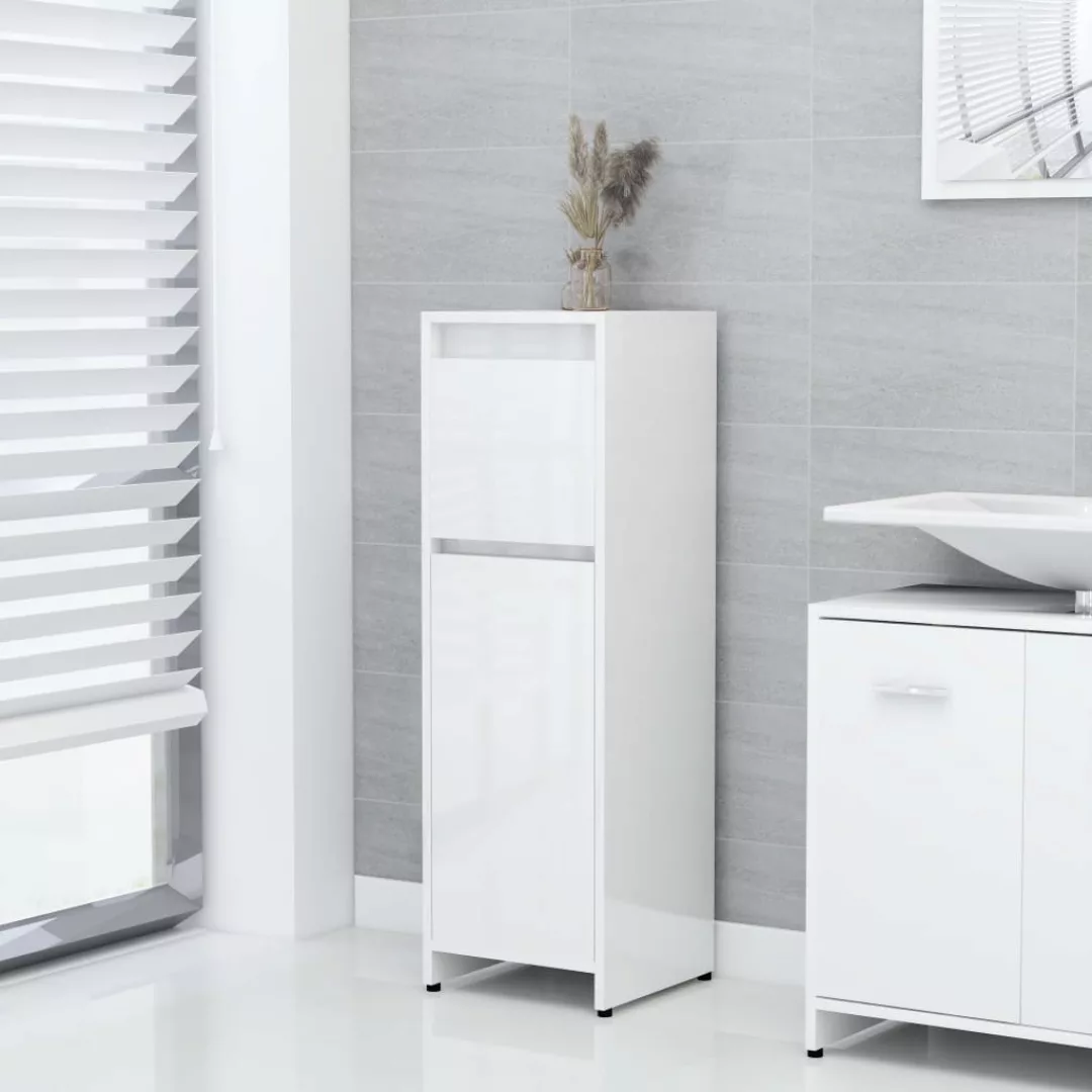Badezimmerschrank Hochglanz-weiß 30x30x95 Cm Spanplatte günstig online kaufen
