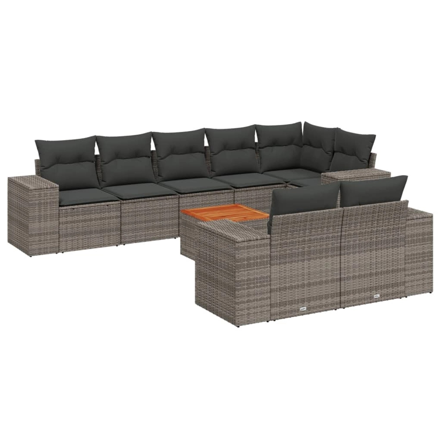 vidaXL 9-tlg Garten-Sofagarnitur mit Kissen Grau Poly Rattan Modell 68 günstig online kaufen