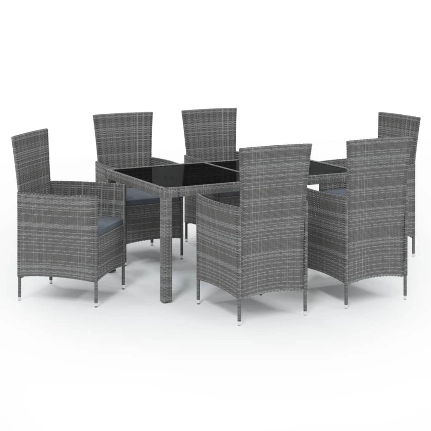 vidaXL 7-tlg Garten-Essgruppe mit Kissen Poly Rattan Grau Modell 12 günstig online kaufen