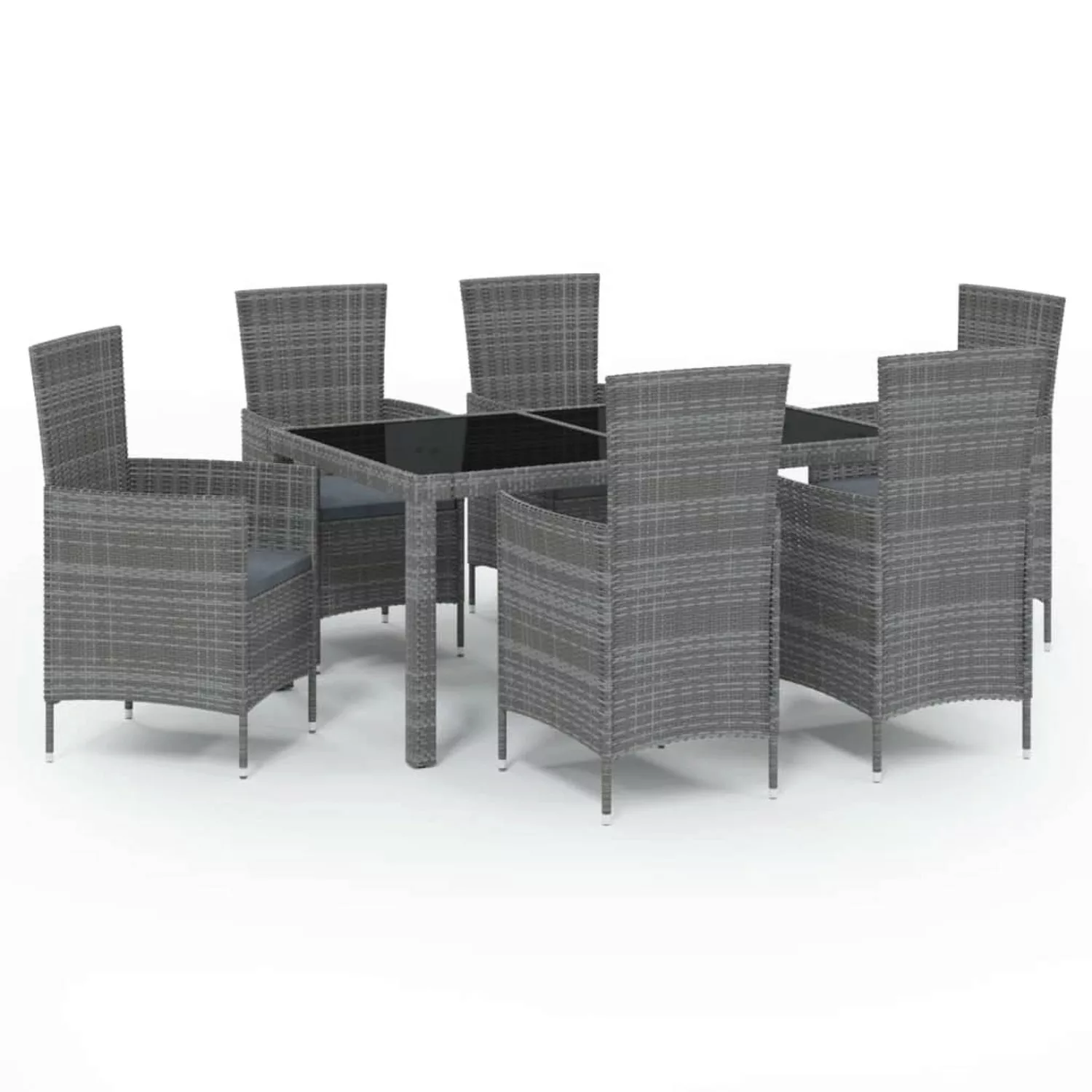 vidaXL 7-tlg Garten-Essgruppe mit Kissen Poly Rattan Grau Modell 12 günstig online kaufen