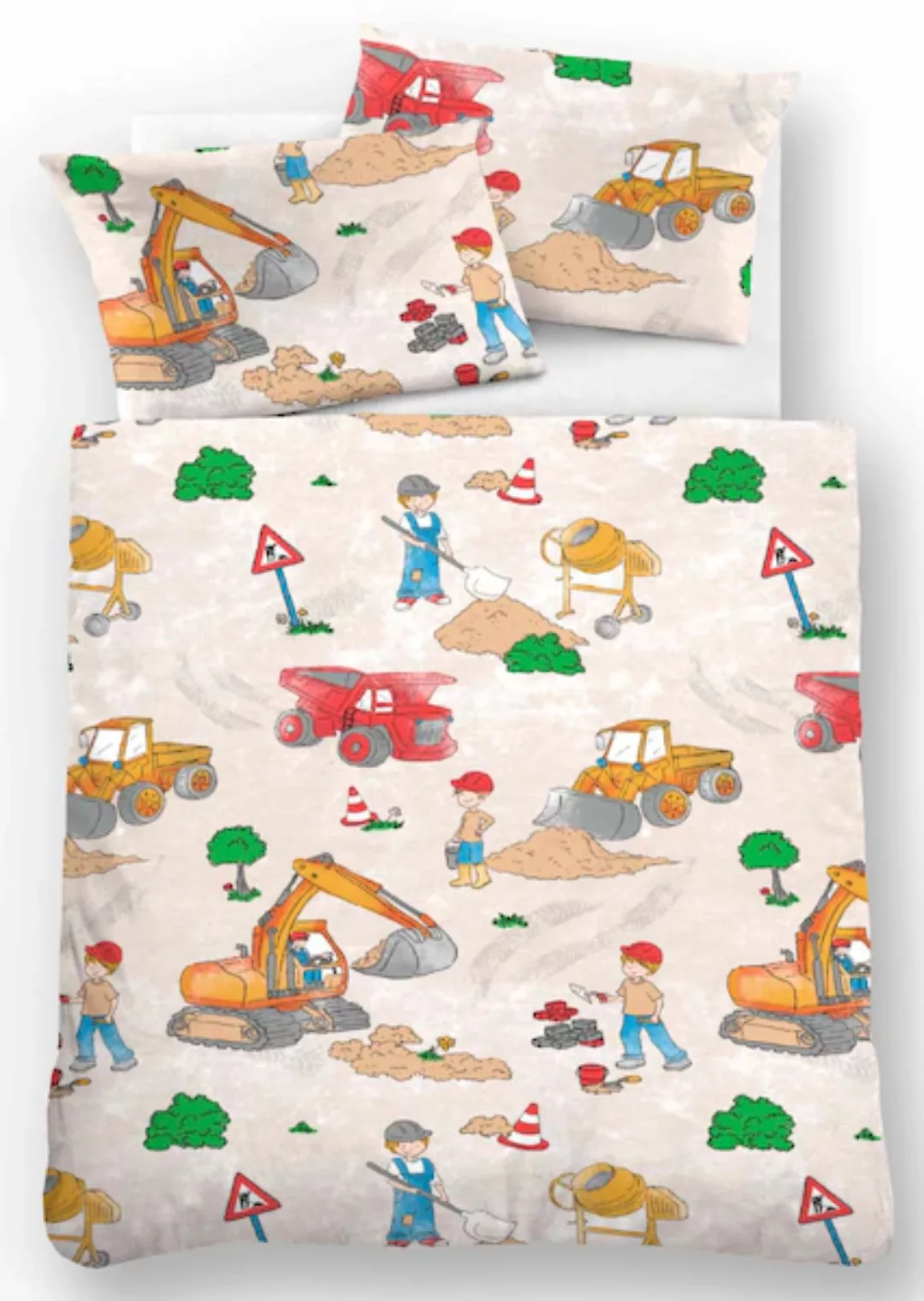 Biberna Kinderbettwäsche »Bauarbeiter in Gr. 100x135 oder 135x200 cm, Kinde günstig online kaufen