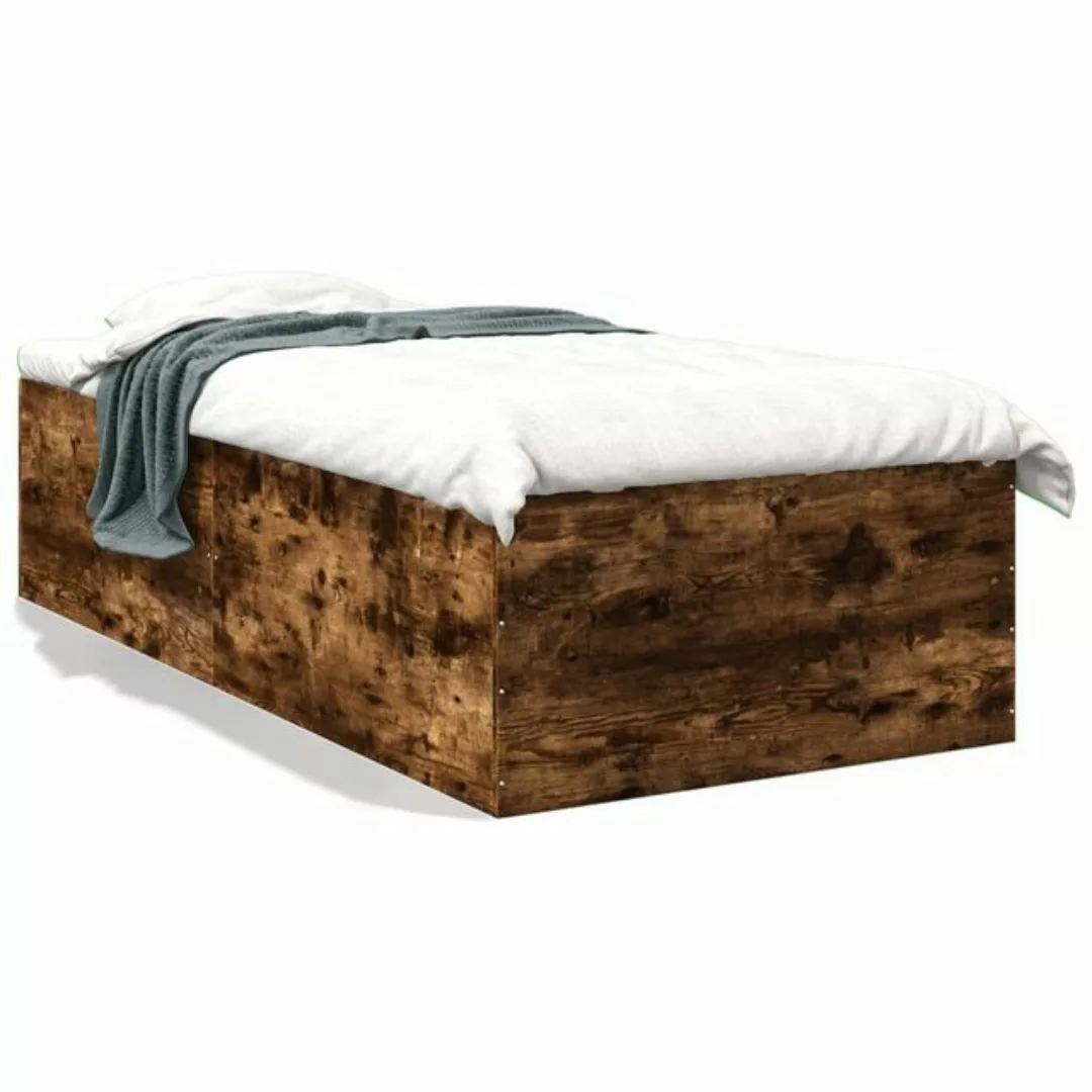 vidaXL Bettgestell, Bettrahmen Räuchereiche 100x200 cm Holzwerkstoff günstig online kaufen