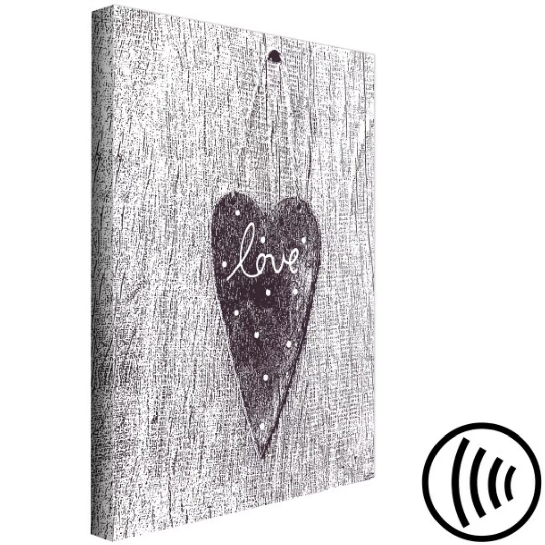 Wandbild Liebe auf dem Baum - Herz mit Schriftzug LOVE, verewigt auf der Ri günstig online kaufen