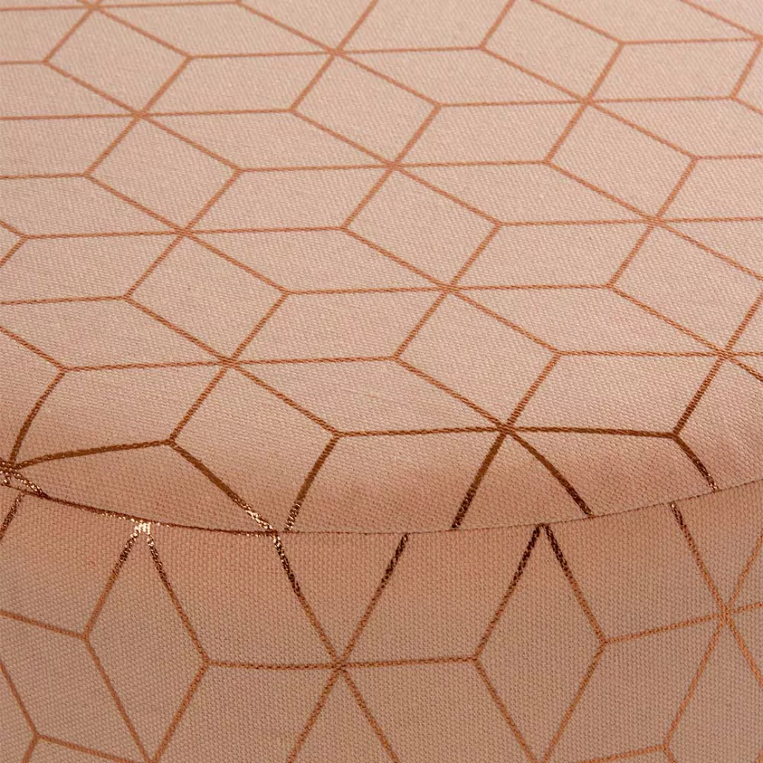 Rosa Stoff Pouf mit geometrischem Muster Goldfarben günstig online kaufen