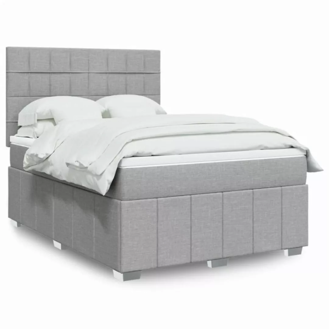 vidaXL Boxspringbett, Boxspringbett mit Matratze Hellgrau 140x190 cm Stoff günstig online kaufen