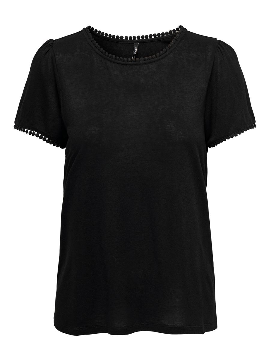 ONLY Detailreiches T-shirt Damen Schwarz günstig online kaufen