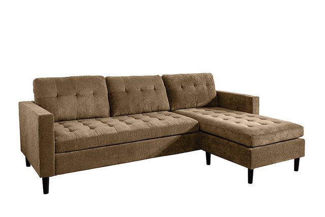 riess-ambiente Ecksofa STOCKHOLM 220cm braun · Couch mit Cordbezug und Fede günstig online kaufen