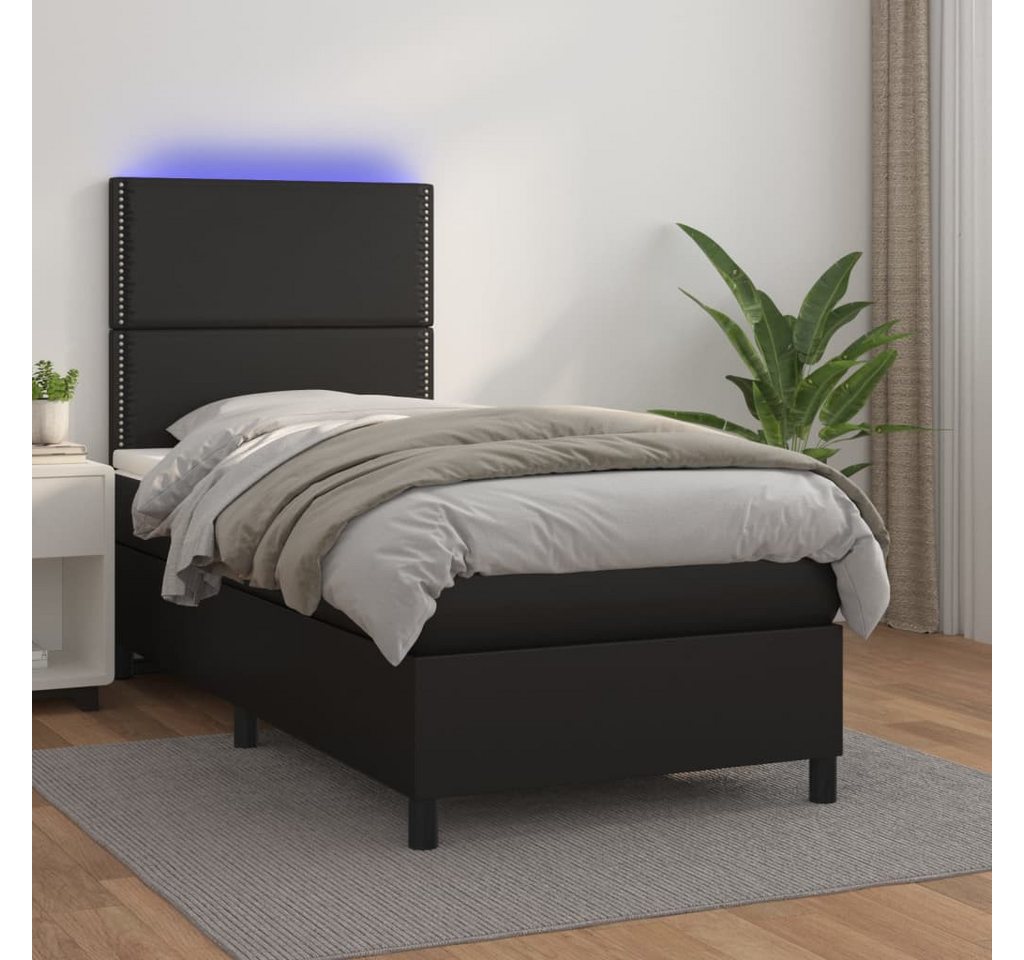 vidaXL Boxspringbett Boxspringbett mit Matratze & LED Kunstleder (90 x 190 günstig online kaufen