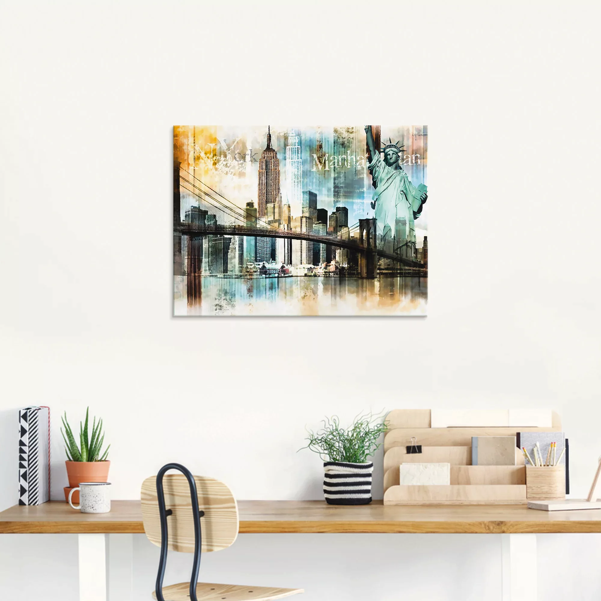 Artland Glasbild »New York Skyline Abstrakte Collage II«, Amerika, (1 St.), günstig online kaufen