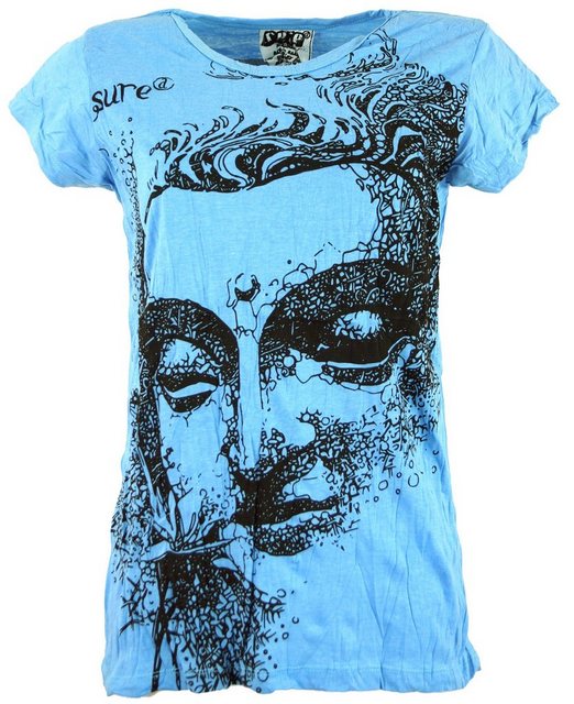 Guru-Shop T-Shirt Sure T-Shirt Buddha - hellblau Festival, Goa Style, alter günstig online kaufen