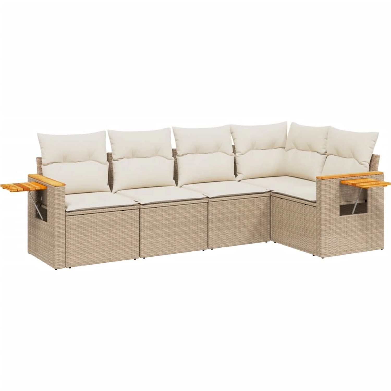 vidaXL 5-tlg Garten-Sofagarnitur mit Kissen Beige Poly Rattan Modell 77 günstig online kaufen