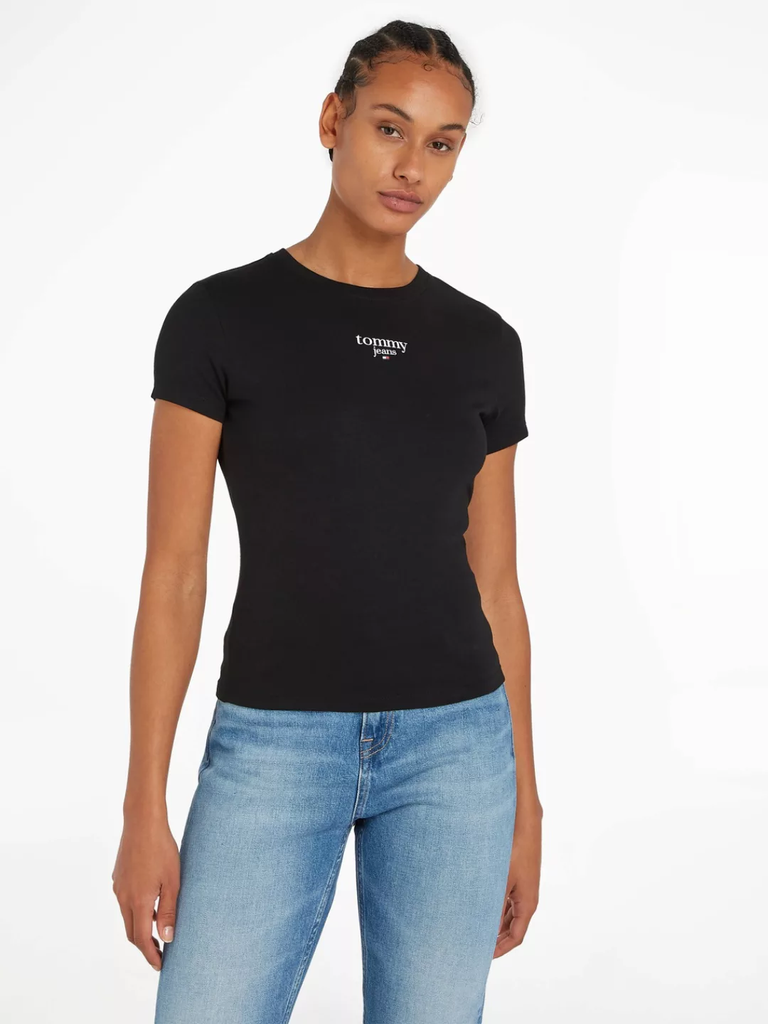 Tommy Jeans Rundhalsshirt "TJW SLIM ESSENTIAL LOGO 1 SS EXT", mit Tommy Jea günstig online kaufen