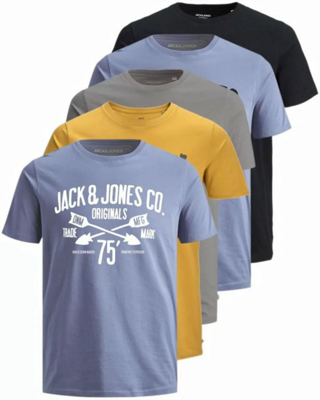 Jack & Jones Print-Shirt (Spar Set, 5er-Pack) T-Shirts mit Aufdruck aus Bau günstig online kaufen