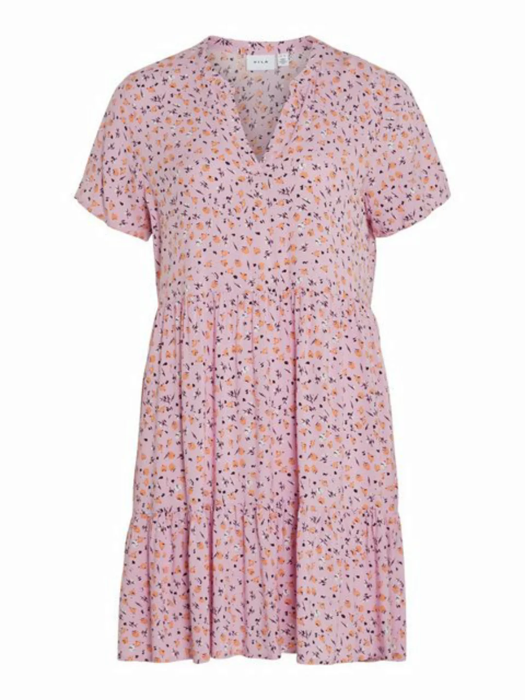 Vila Shirtkleid Lockeres Sommer Dress Stufen-Look Volant Kleid mit V-Neck ( günstig online kaufen