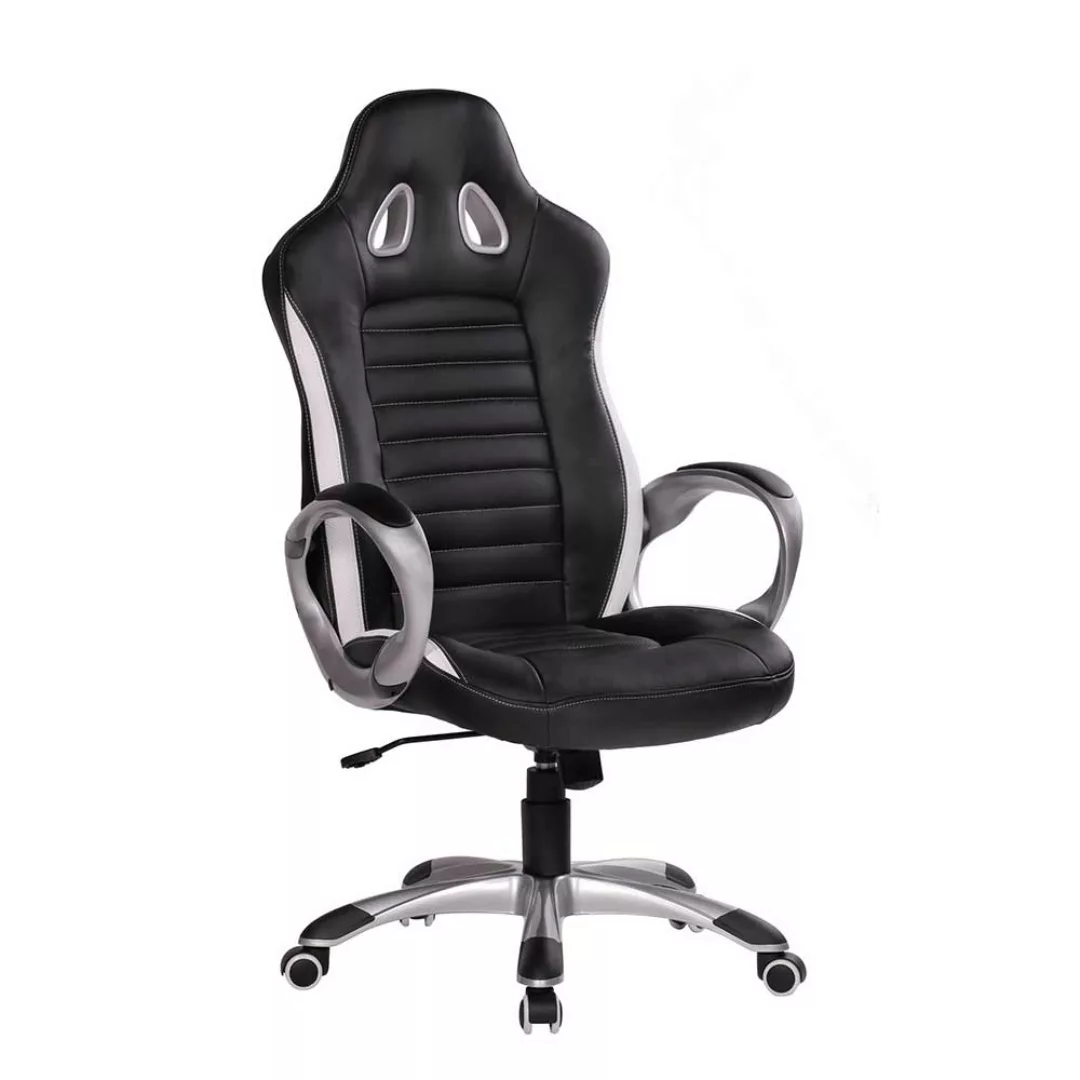 Ergonomischer Gamer Stuhl in Schwarz & Weiß hoher Lehne günstig online kaufen