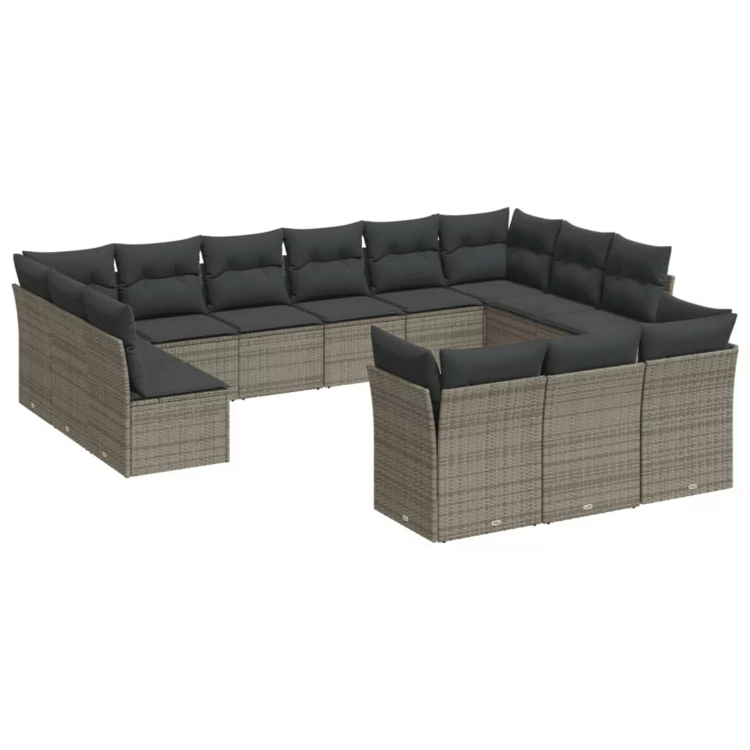 vidaXL 13-tlg Garten-Sofagarnitur mit Kissen Grau Poly Rattan Modell 5 günstig online kaufen