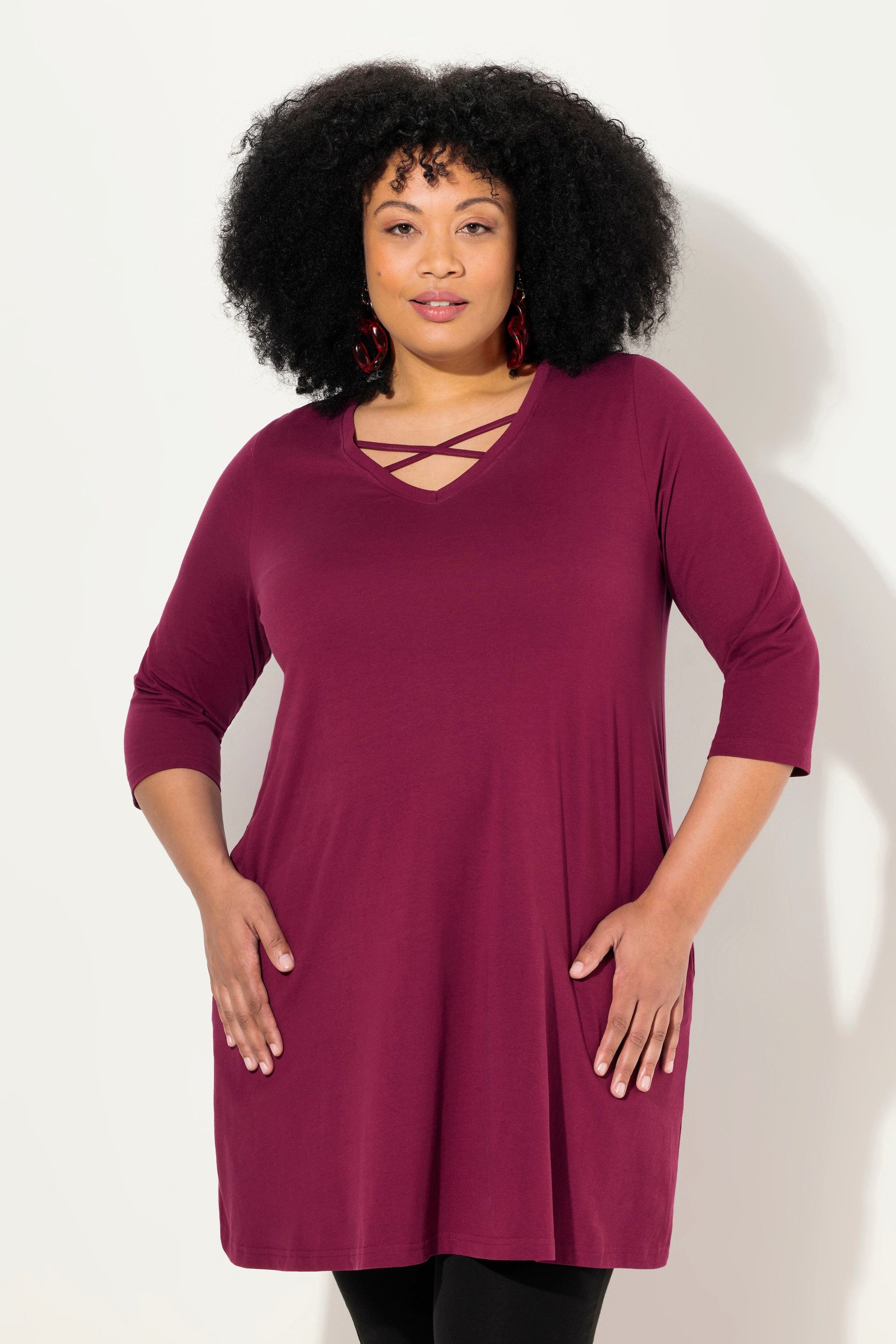 Ulla Popken Longshirt Longshirt Zierbänder A-Linie günstig online kaufen