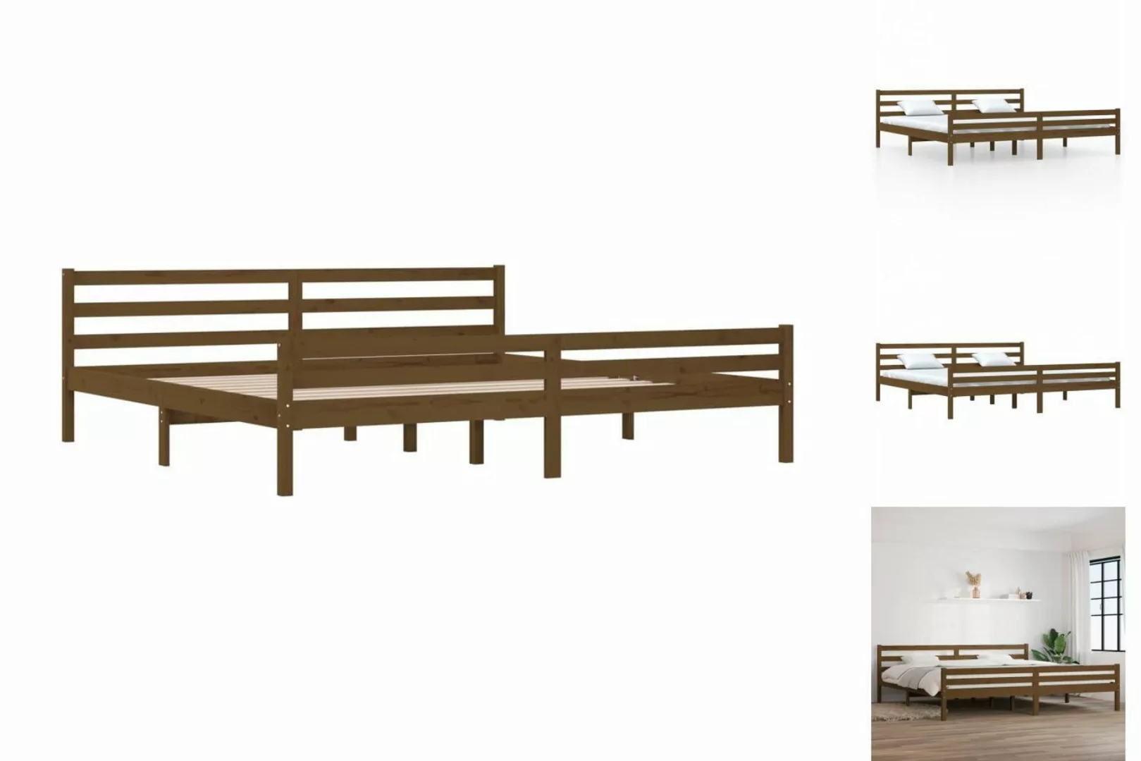 vidaXL Bettgestell Massivholzbett Honigbraun 200x200 cm Bett Bettgestell Do günstig online kaufen