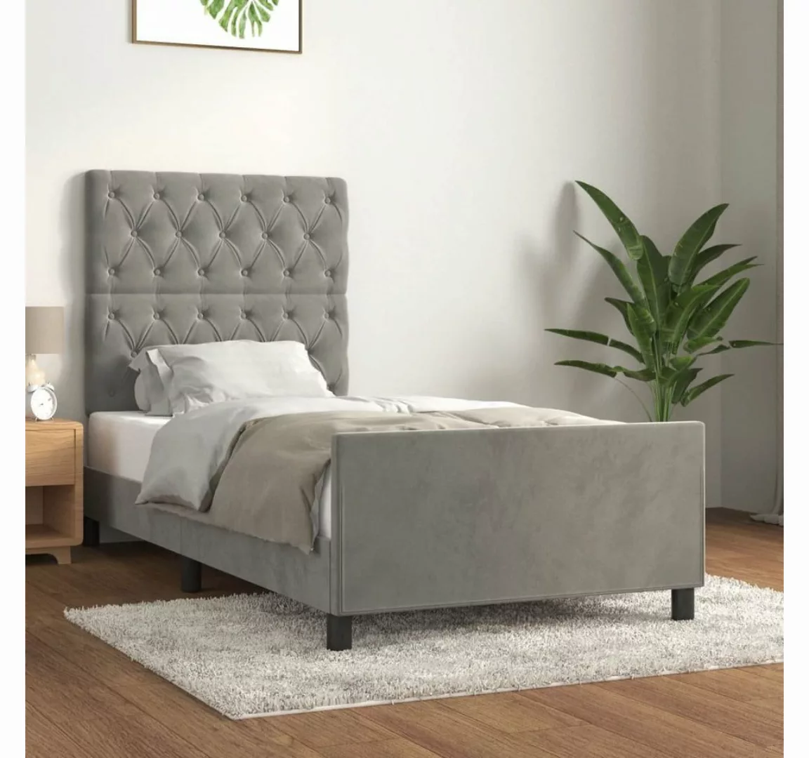 furnicato Bett Bettgestell mit Kopfteil Hellgrau 80x200 cm Samt günstig online kaufen