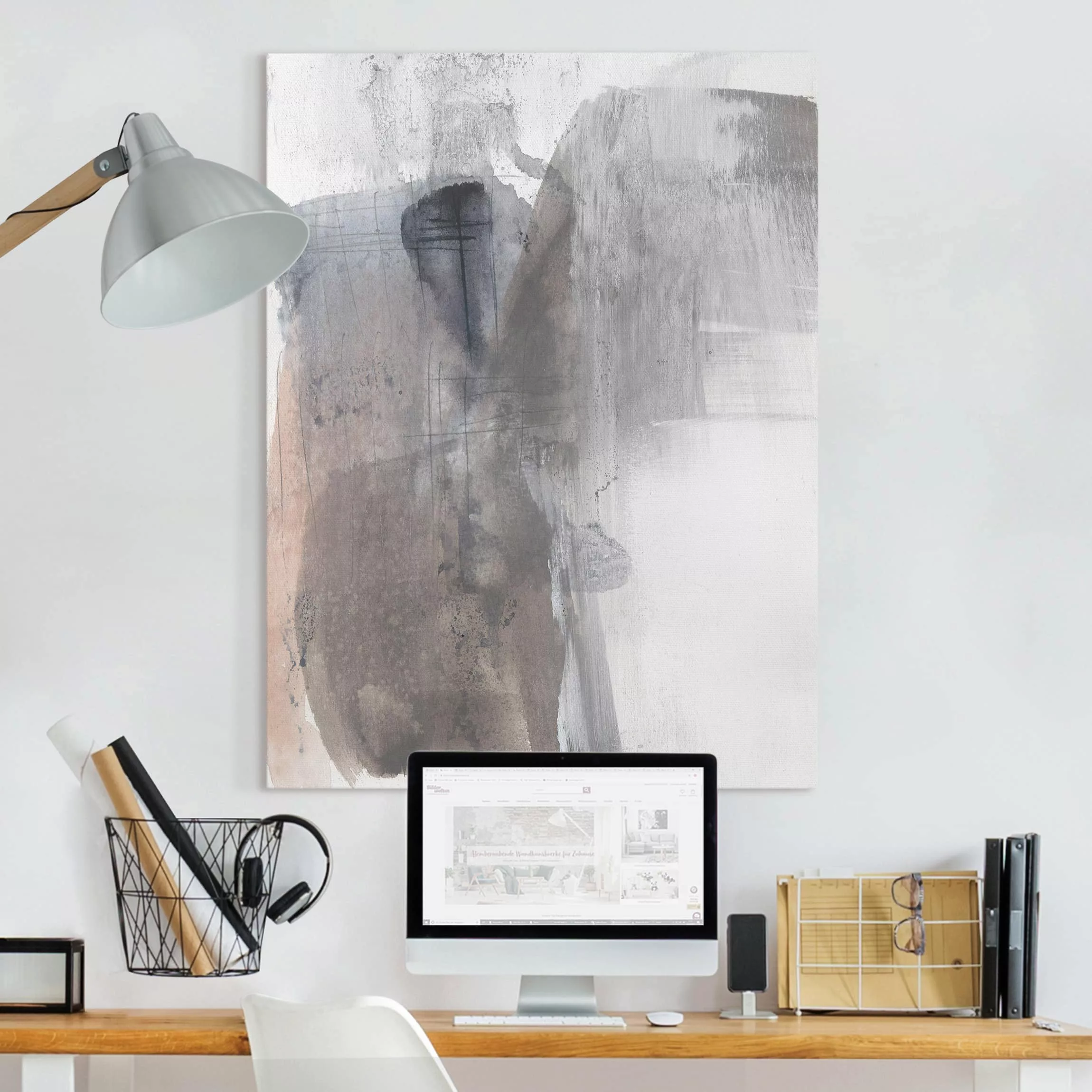 Leinwandbild Abstrakt - Hochformat Schattierungen in Sepia II günstig online kaufen