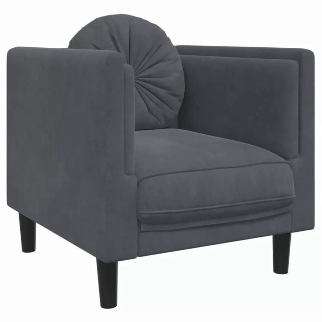 vidaXL Sofa Sessel mit Kissen Dunkelgrau Samt günstig online kaufen