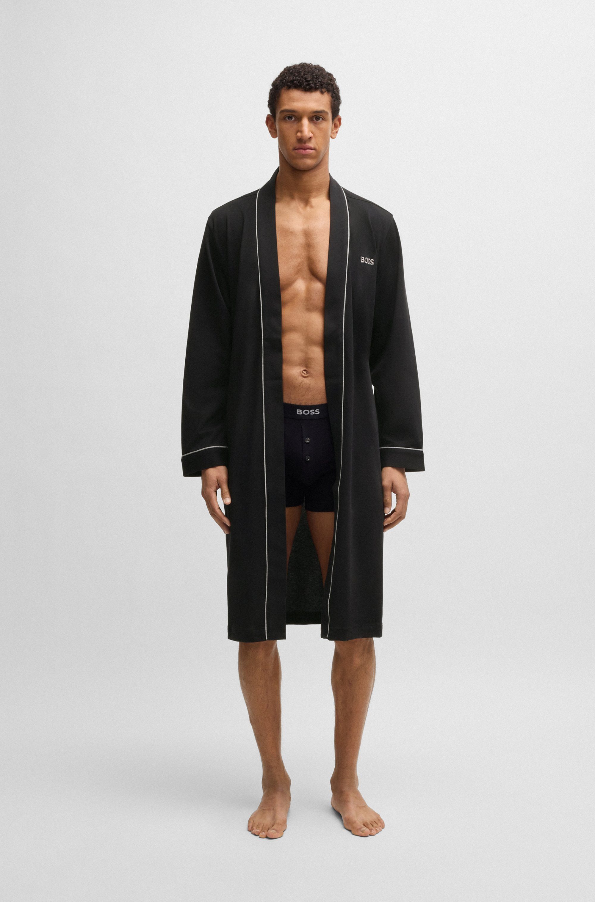 BOSS Morgenmantel Kimono BM, Baumwolle, Kimono-Kragen, günstig online kaufen
