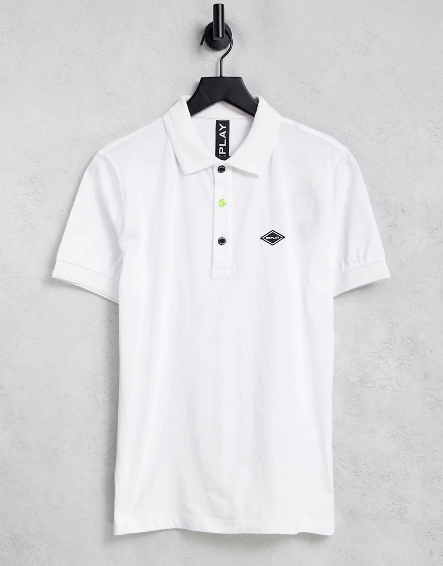 Replay – Poloshirt in Weiß günstig online kaufen