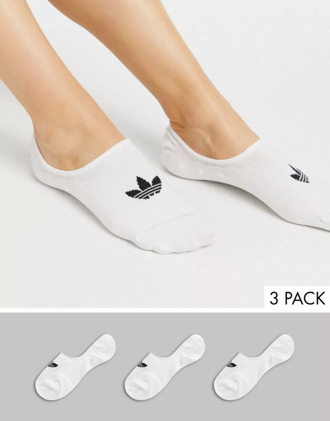 adidas Originals – 3-er Packung weiße Füßlinge günstig online kaufen