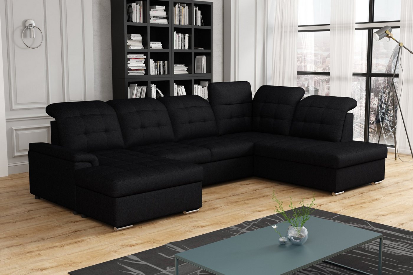 Labett Ecksofa mit Schlaffunktion & Bettkasten MODERNA U-Form günstig online kaufen