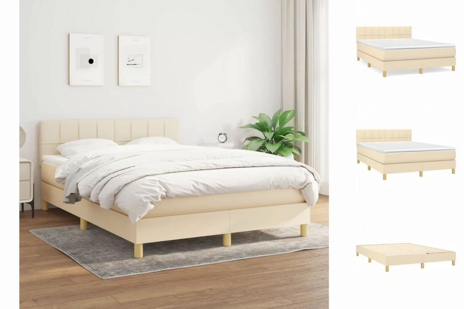 vidaXL Boxspringbett Bett Boxspringbett mit Matratze und LED Stoff (140 x 2 günstig online kaufen