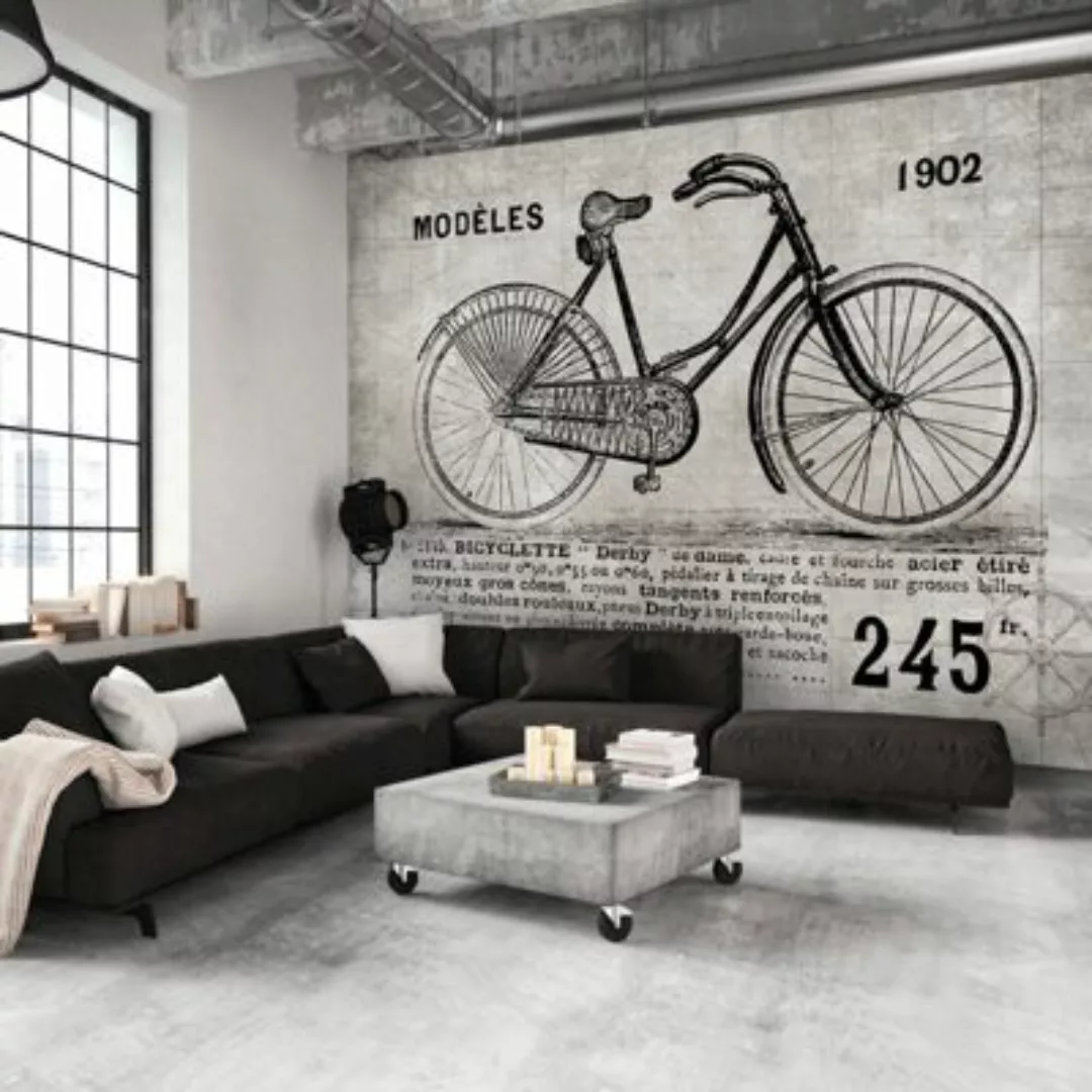 artgeist Fototapete Bicycle (Vintage) grau/schwarz Gr. 350 x 245 günstig online kaufen