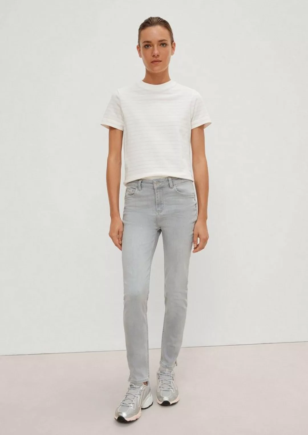 comma casual identity 5-Pocket-Jeans Skinny: Jeans mit Saumschlitzen Waschu günstig online kaufen