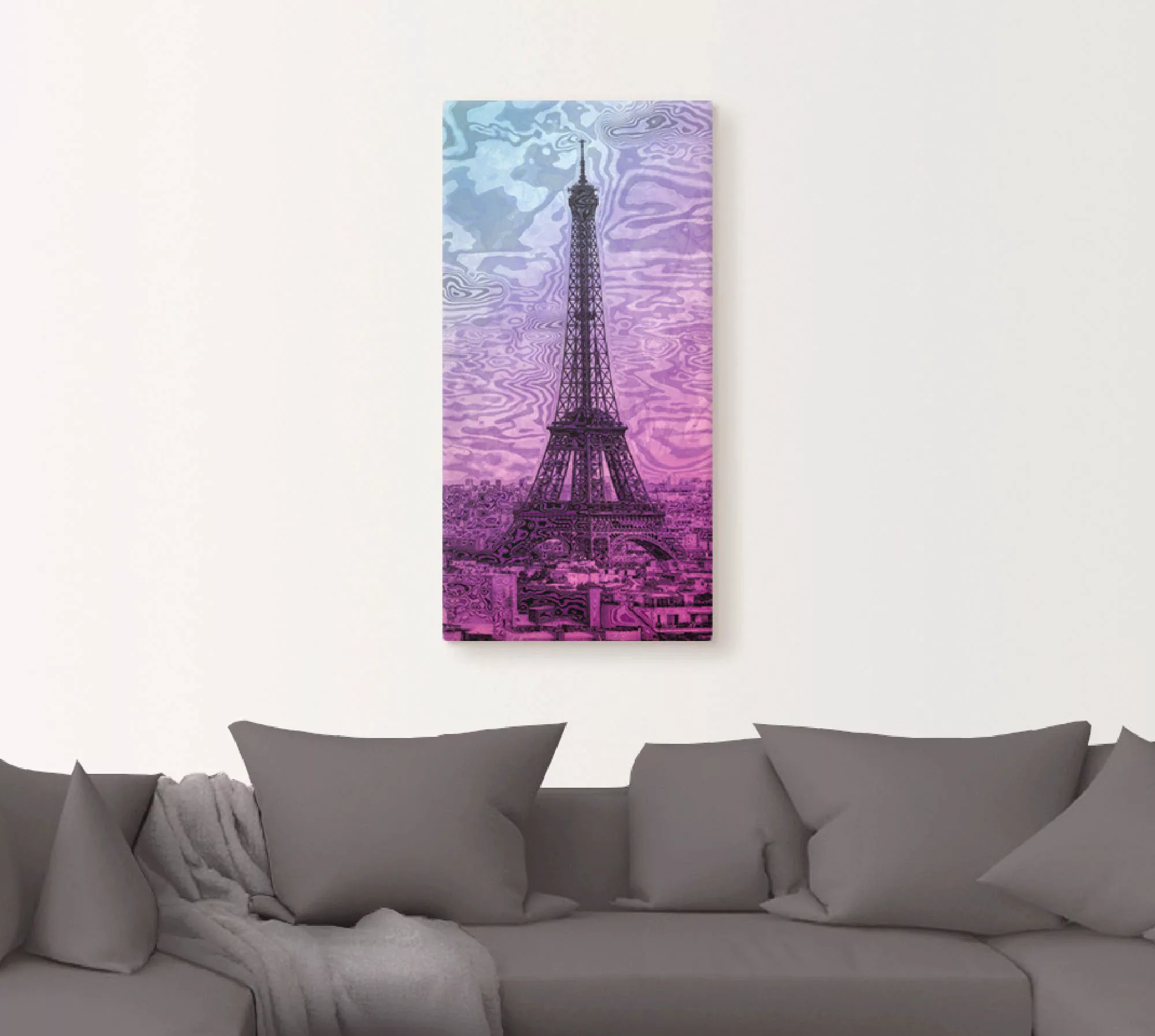 Artland Wandbild "Paris Eiffelturm Lila/Blau", Gebäude, (1 St.), als Alubil günstig online kaufen