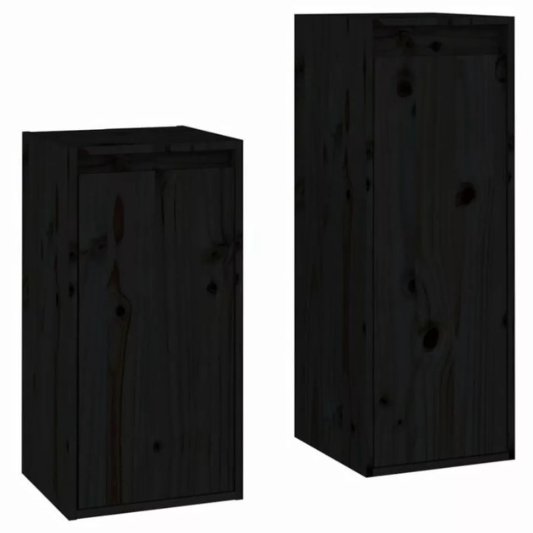 vidaXL TV-Schrank TV-Schränke 2 Stk Schwarz Massivholz Kiefer Lowboard Lowb günstig online kaufen