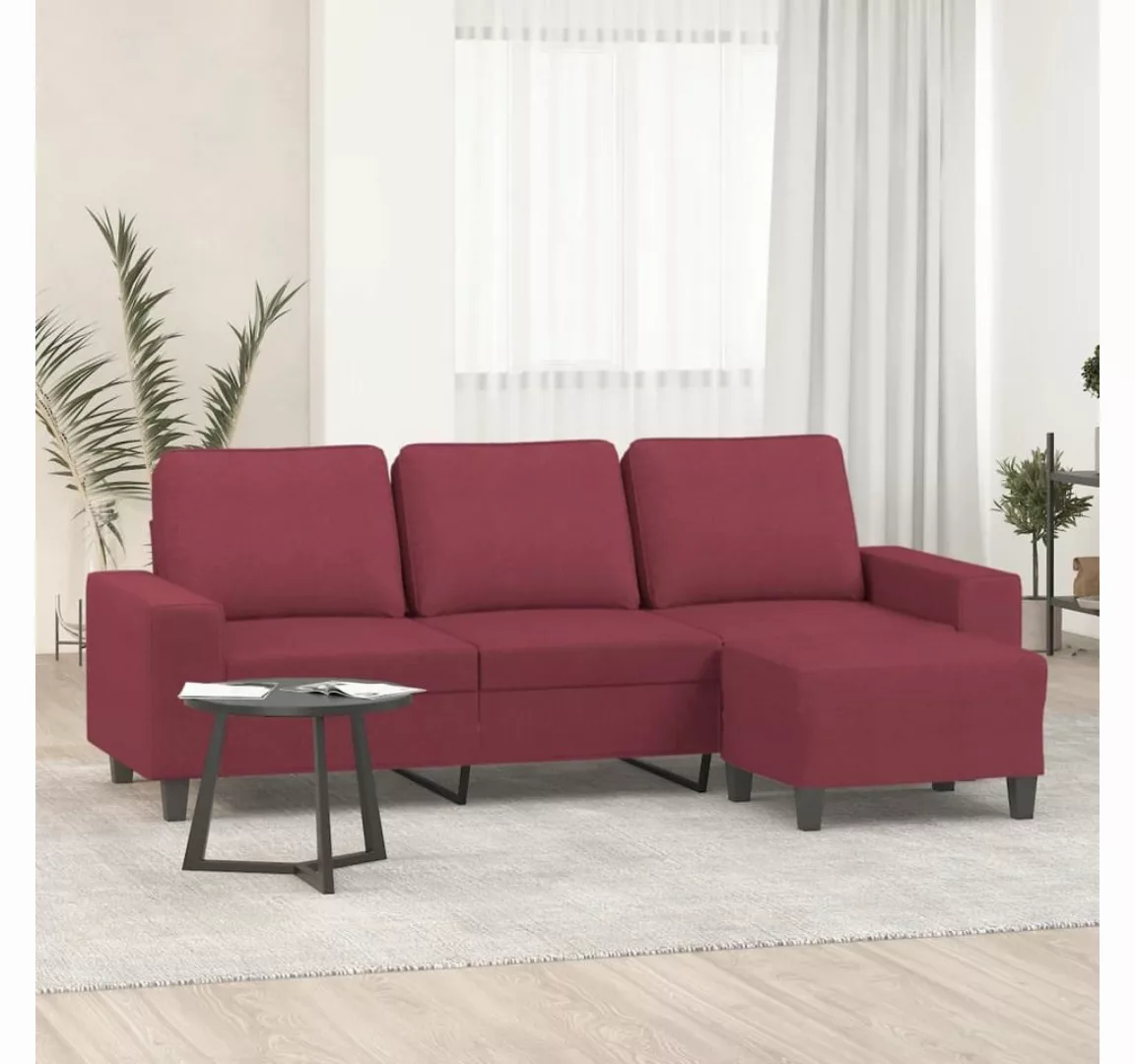 vidaXL Sofa 3-Sitzer-Sofa mit Hocker 180 cm Stoff, Rot günstig online kaufen