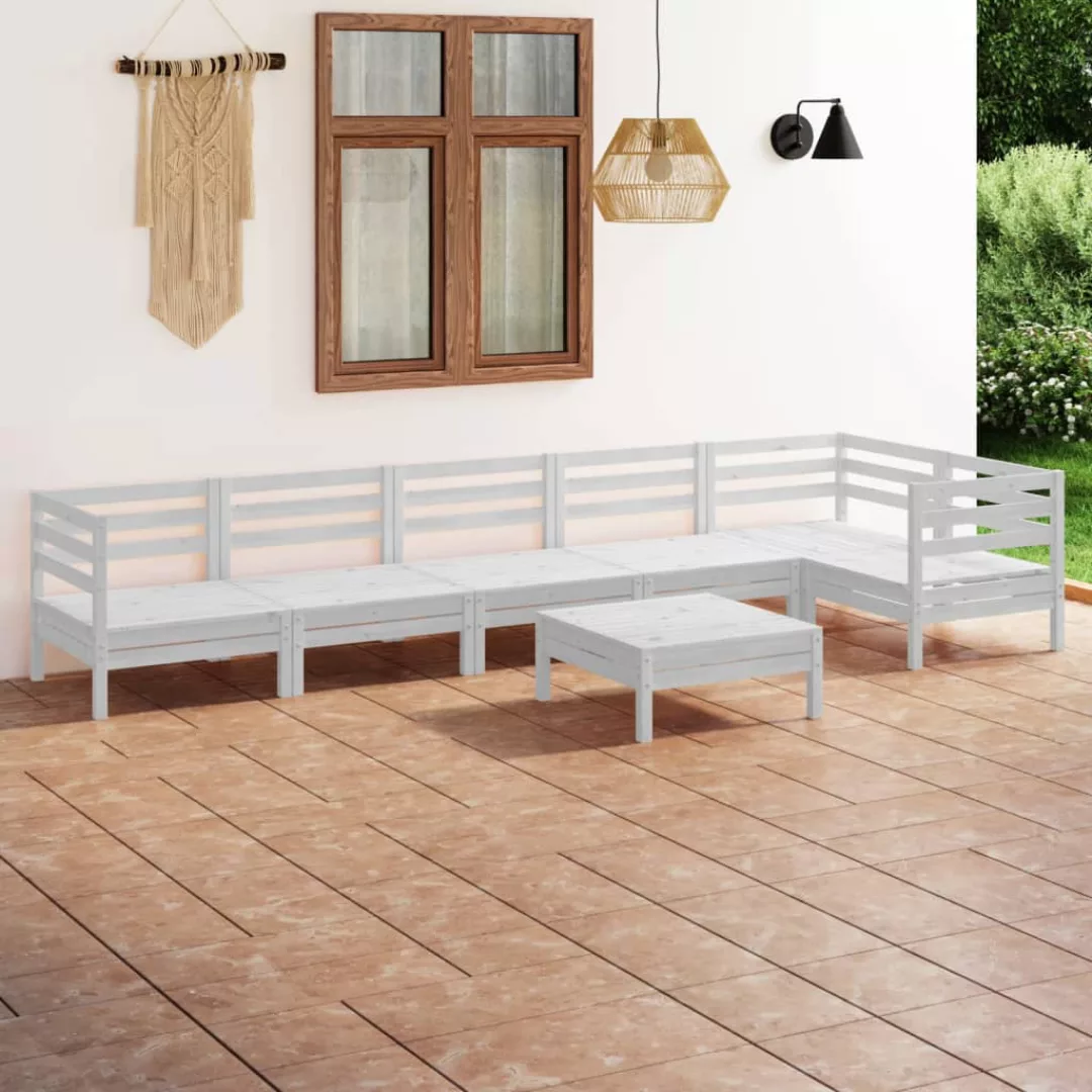 7-tlg. Garten-lounge-set Massivholz Kiefer Weiß günstig online kaufen