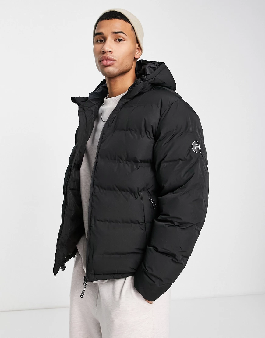 Pull&Bear – Schlichte Pufferjacke in Schwarz günstig online kaufen