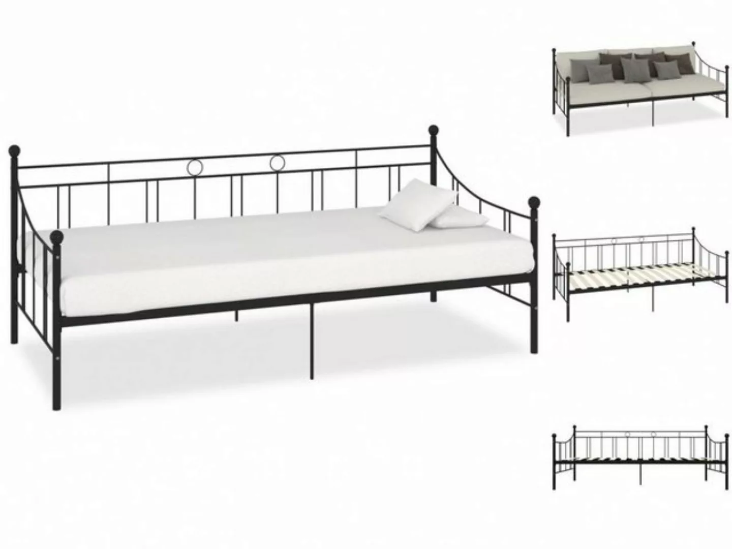 vidaXL Bettgestell Tagesbett-Rahmen Schwarz Metall 90200 cm Bett Bettrahmen günstig online kaufen