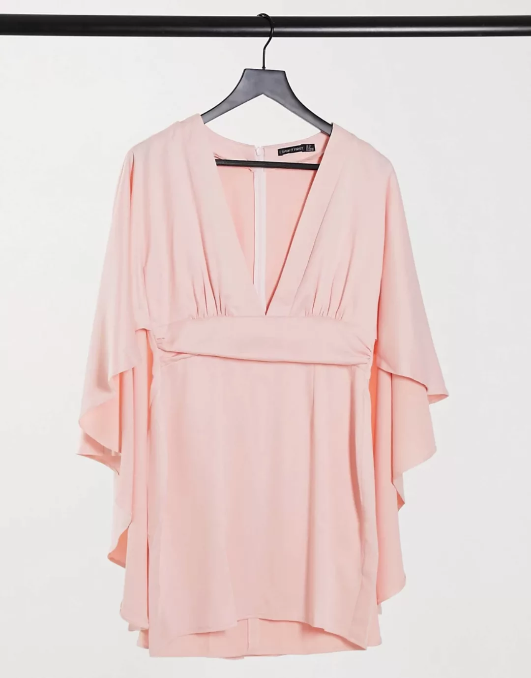 I Saw It First – Tief ausgeschnittenes Cape-Minikleid aus rosafarbenem Sati günstig online kaufen