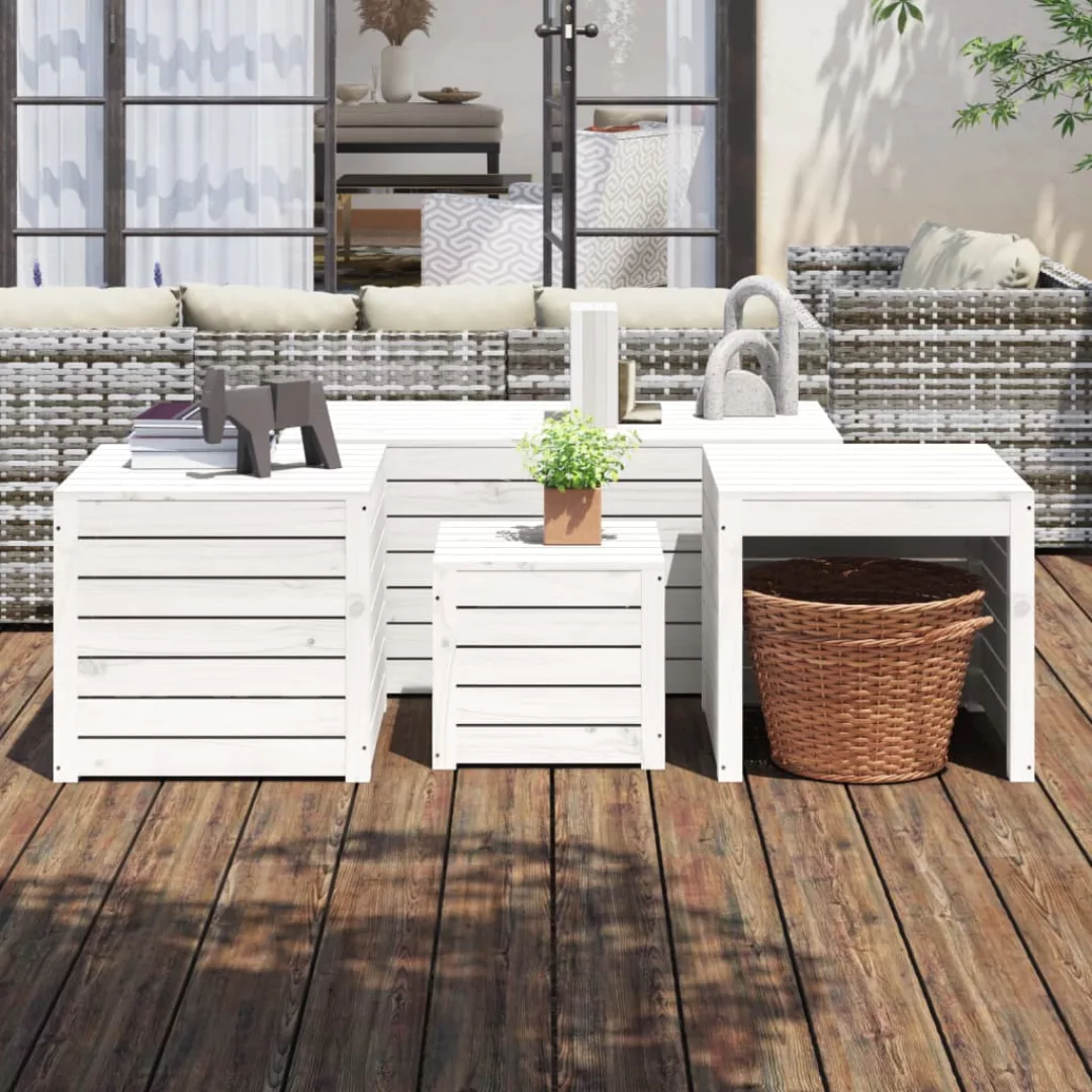 Vidaxl 4-tlg. Gartenbox-set Weiß Massivholz Kiefer günstig online kaufen