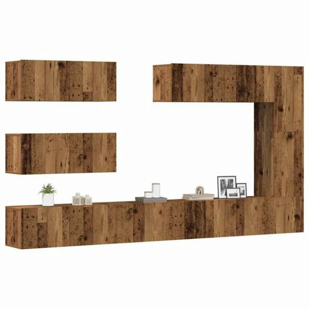 vidaXL Schrankmodule 7-tlg. TV-Schrank-Set Wandmontage Altholz-Optik Holzwe günstig online kaufen