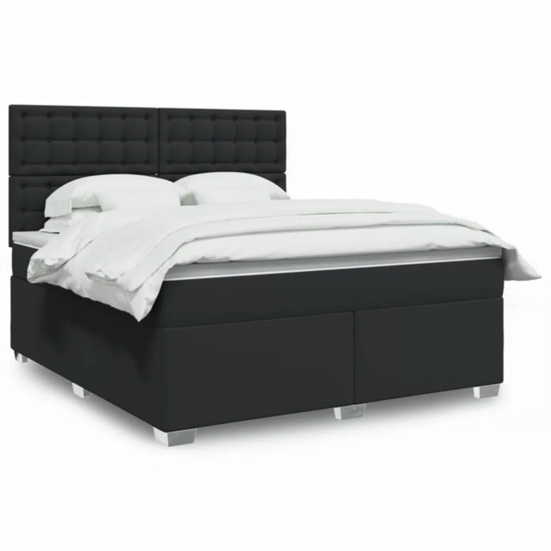 vidaXL Boxspringbett, Boxspringbett mit Matratze Schwarz 180x200 cm Kunstle günstig online kaufen