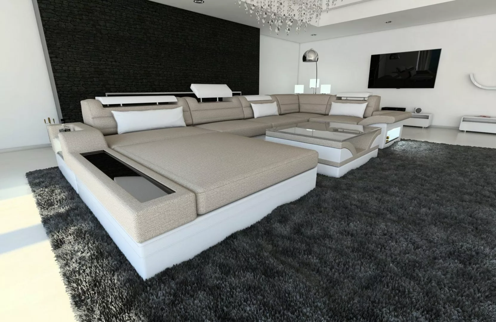 Sofa Dreams Wohnlandschaft Stoff Couch Polster Sofa Mezzo U Form Stoffsofa, günstig online kaufen