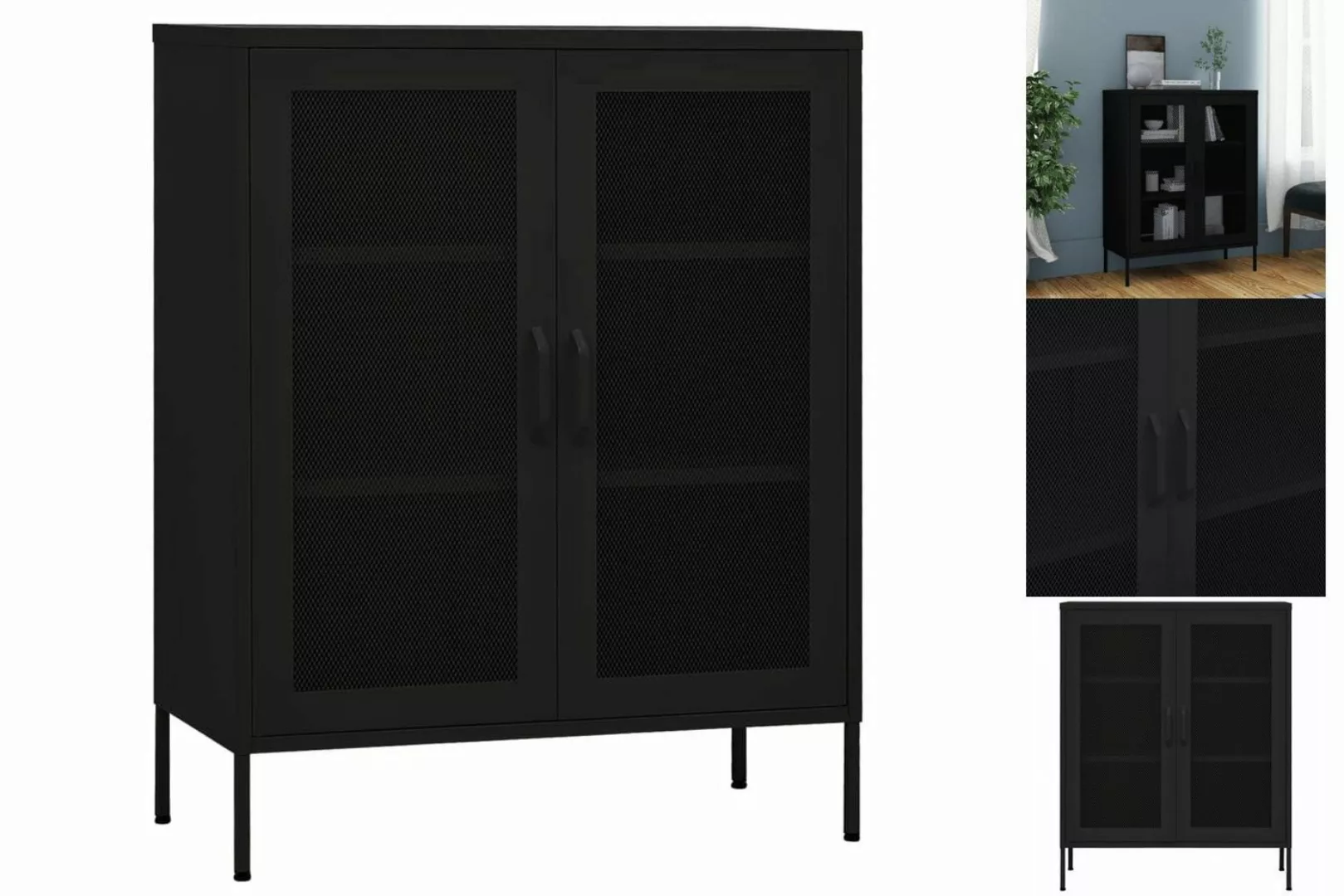 vidaXL Vitrine Vitrine Schrank Schwarz 80x35x101,5 cm Stahl günstig online kaufen