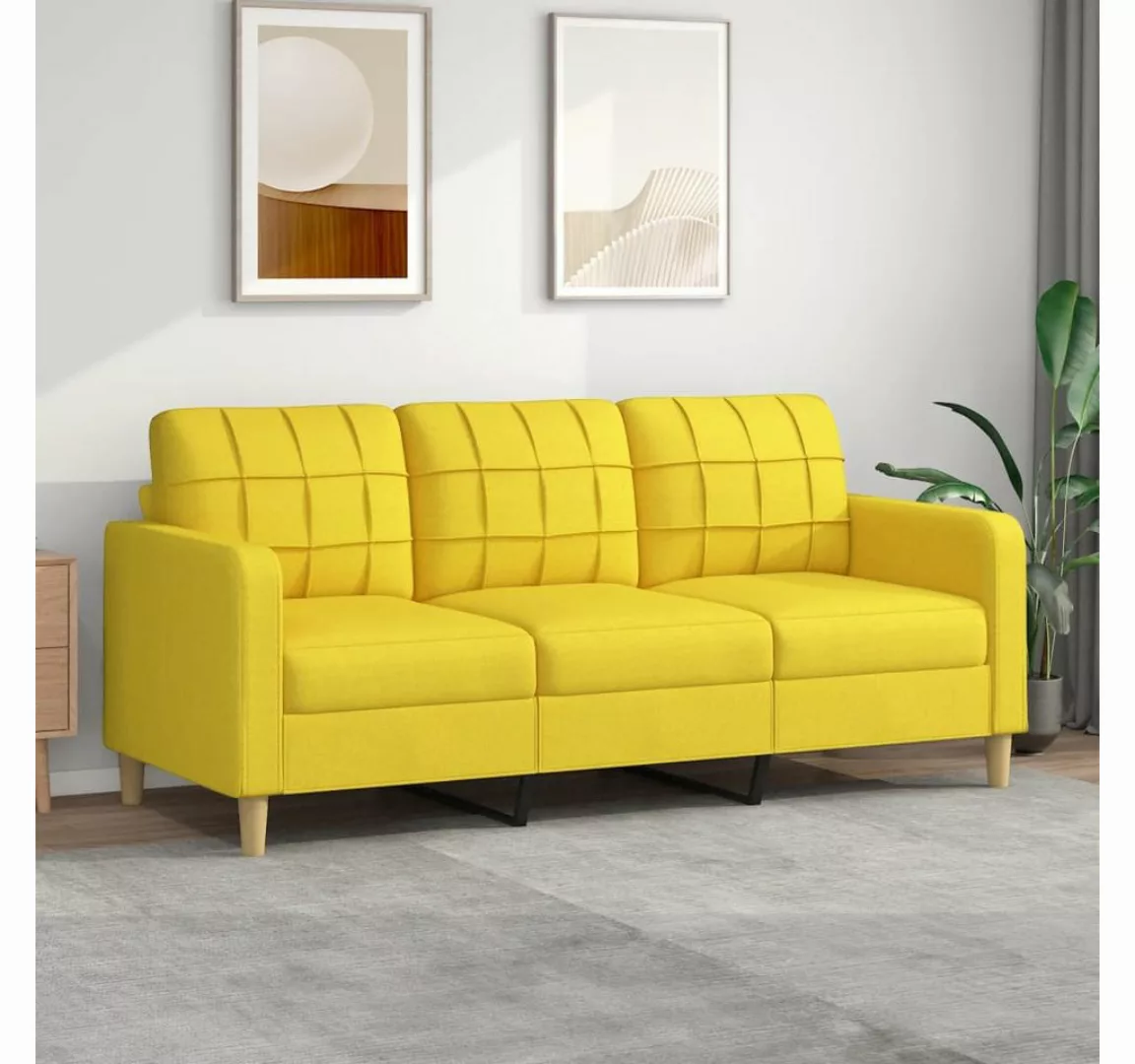 vidaXL Sofa 3-Sitzer Sofa Couch Möbel Hellgelb 180 cm Stoff günstig online kaufen