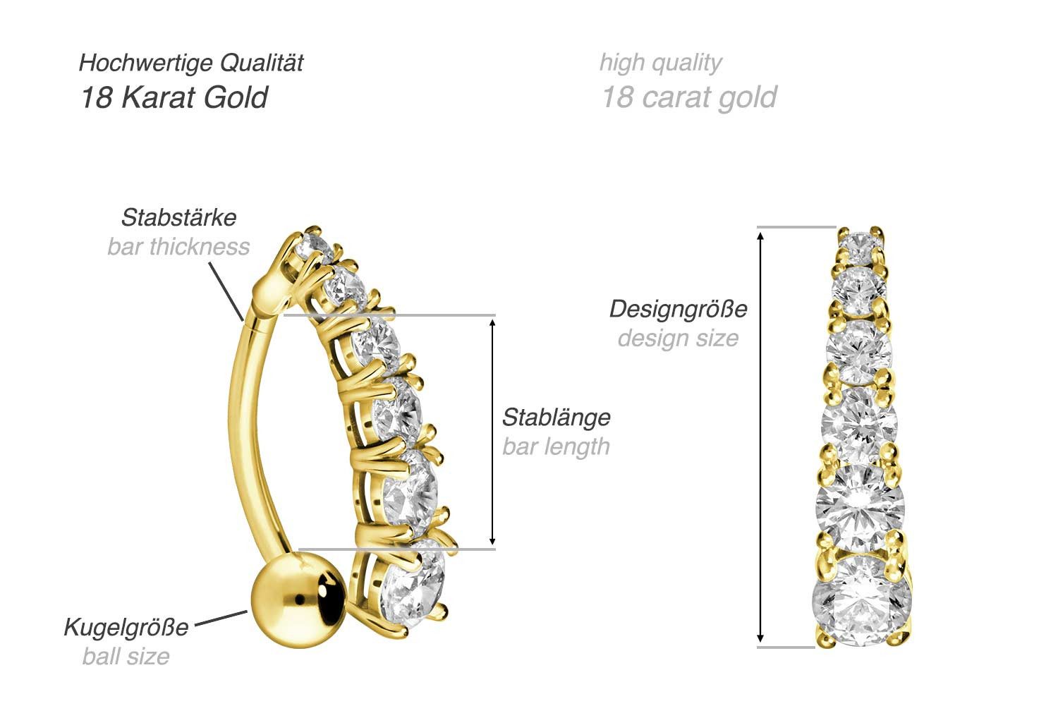 PIERCINGLINE Bauchnabelpiercing 18 Karat Gold Bananabell günstig online kaufen
