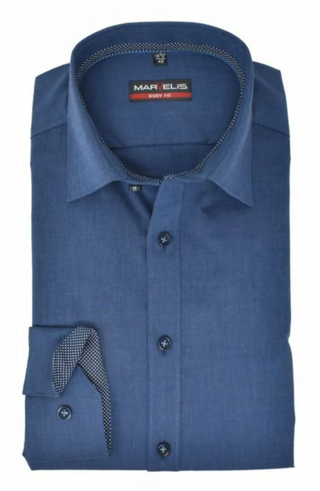 MARVELIS Businesshemd Businesshemd - Body Fit - Langarm - Einfarbig - Dunke günstig online kaufen
