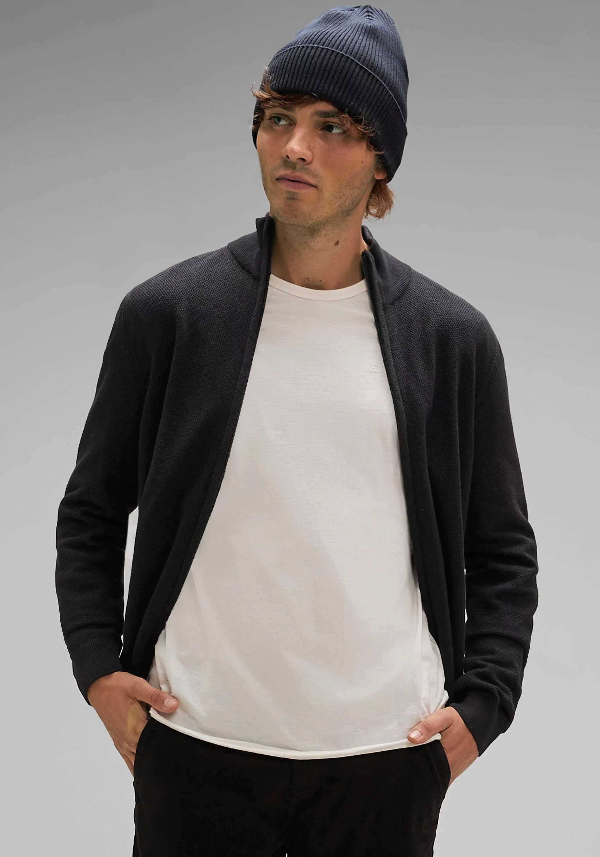 STREET ONE MEN Strickjacke, mit Zipper günstig online kaufen