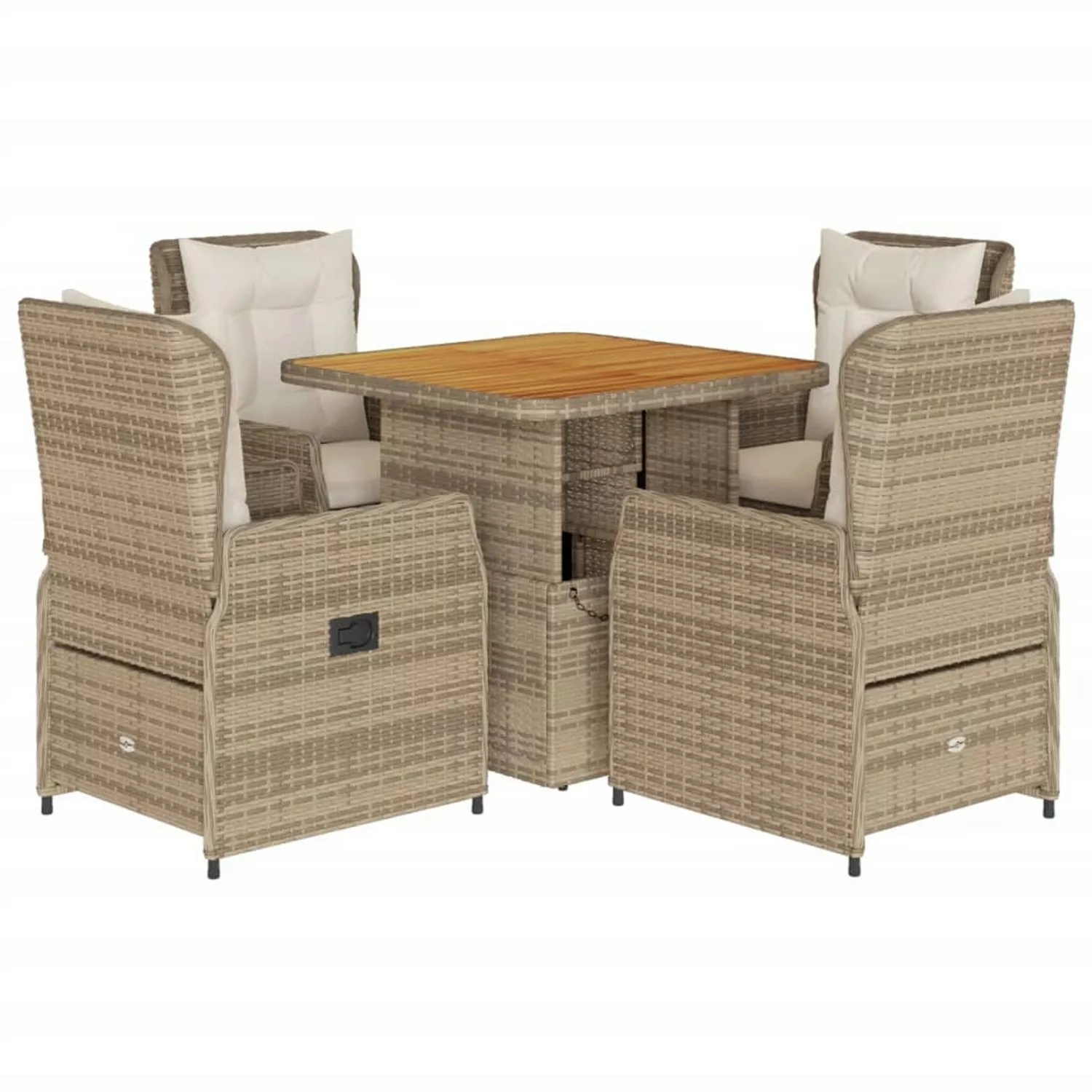 vidaXL 5-tlg Garten-Essgruppe mit Kissen Beige Poly Rattan Modell 56 günstig online kaufen