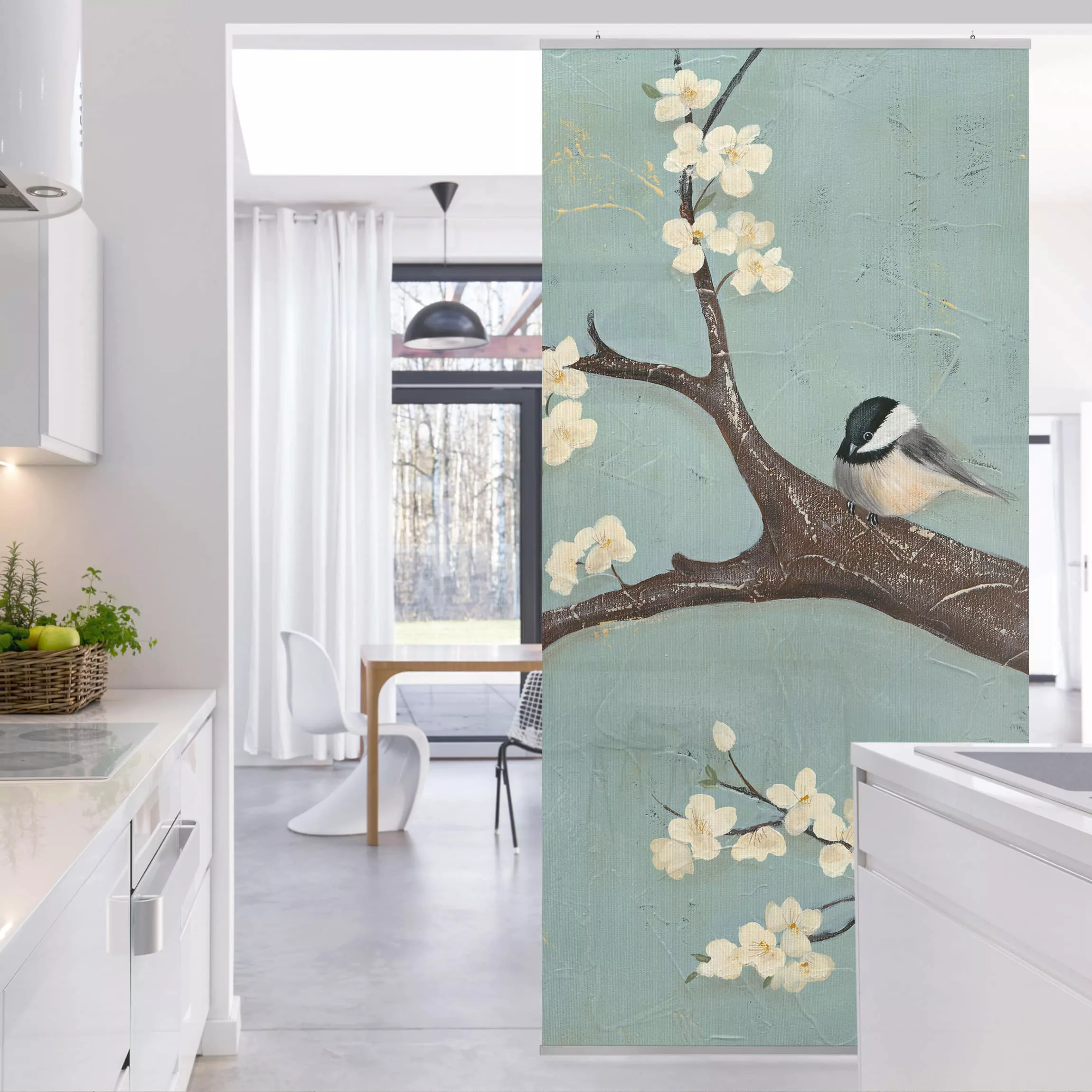 Raumteiler Blumen Meise auf Kirschbaum günstig online kaufen